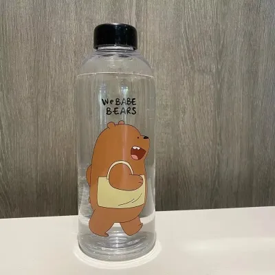 Transparent Straw Cartoon Water Bottle 